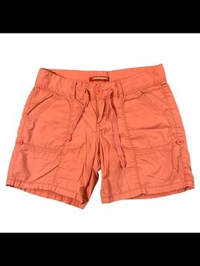 Y2K Union Bay Pink Lightweight Tie Front Cuffed Hem Cargo Shorts Size 7